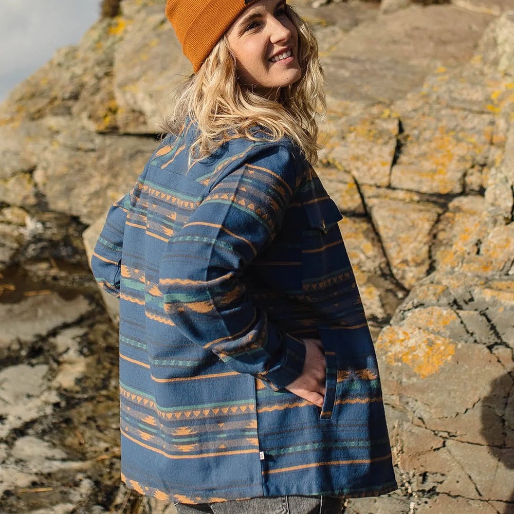 Passenger Dark Denim Geo Pattern Jacket